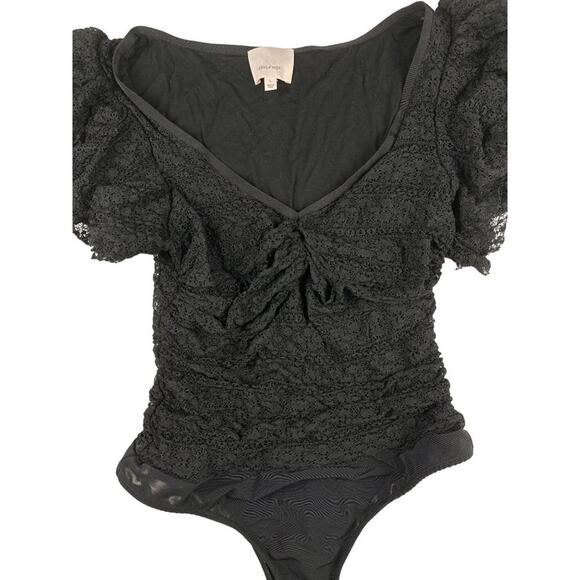 Cinq a Sept- Ruffle Bodysuit in Black - Picture 2 of 5